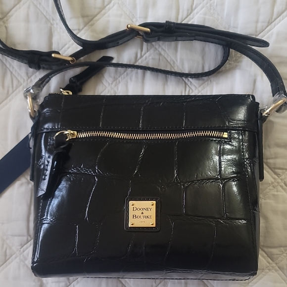Dooney & Bourke Handbags - Dooney & Bourke Black Croc-Embossed Crossbody Bag